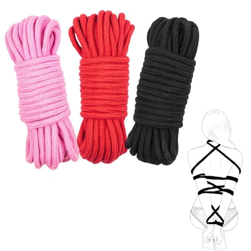 Generic 3PCS Soft Cotton Sex Ropes Bondage Rope Kit - Sex Accessaries Games for Women & Men Couple BDSM Rope Sex Straps Use for Bed Restraints for Adult Bondage Gear Sweater ok9, Black