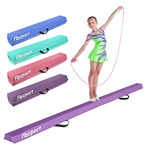 FBSPORT 270cm Faltender Schwebebalken, Gymnastik Balance Balken, Gymnastikboden Balken, Leder Balancierbalken, Balance Fitness Ausrüstung für Kinder