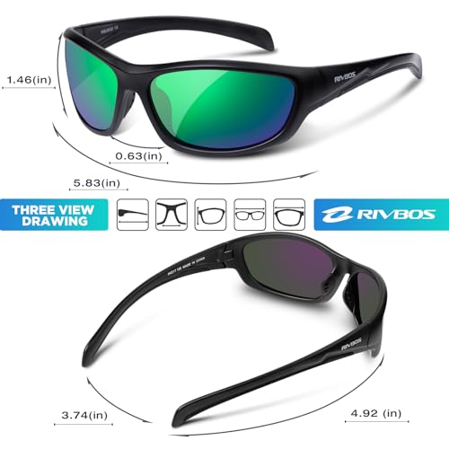 Rivbos RB832 Polarized Sunglasses Uv400 Protection For Men'S And Women'S Fishing, Cycling, And Outdoor Activities Rb832-1 Black Ice Green thumb #1