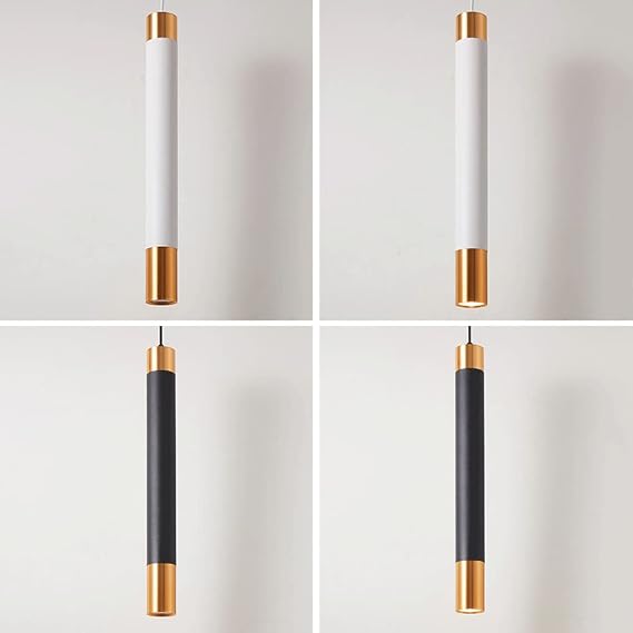 Long Tube Pendant Light, Metal Flute Hanging Lamp, Modern LED Chandelier - 3000K, Linear Restaurant Suspension Lamps, Ultra-Thin Bar Counter Decorative Lighting Drop Lights