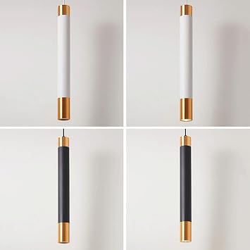 Long Tube Pendant Light, Metal Flute Hanging Lamp, Modern LED Chandelier - 3000K, Linear Restaurant Suspension Lamps, Ultra-Thin Bar Counter Decorative Lighting Drop Lights