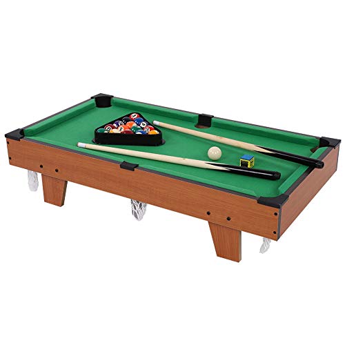 Mini Billardtisch, 69 * 36,5 * 22,5 cm Tischbillard Kinder Snooker Billard Set Queues Bälle mit 2 Queues und 16 Kugeln für Familienspiele Camping Partys