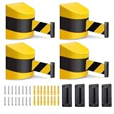 4Pcs Absperrband Ausziehbar 5 Meter, Absperrband Gelb Schwarz Mit ABS-Kunststoff-WandgehäUse, Wandmontiert Absperrung Ausziehbar Icherheitsabsperrung FüR Warteschlangen