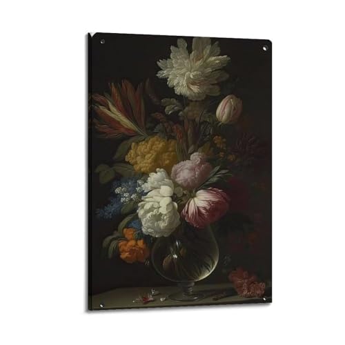 Affiches de fleurs sombres vintage 60x90cm avec cadre noir pour salon