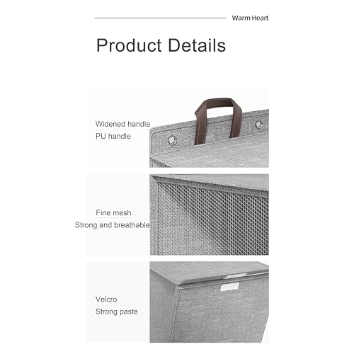 Piyquintic GRAY LARGE 2PCS Folding Laundry Basket ,Set Of 2 Wall-Mounted Laundry Baskets,Laundry Basket Hanging thumb #8
