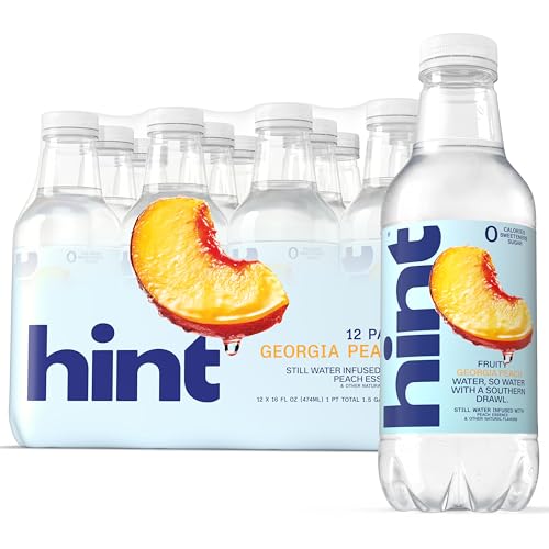 Hint Fruit-Infused Bottled Water, Georgia Peach - Sugar Free Flavored Water with Zero Calories, Naturally Flavored, and No Artificial Sweeteners - 16 Fl Oz (Pack of 12)