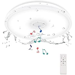 Lampara Baño Altavoz Horevo Plafón Impermeable con Altavoz Bluetooth y Mando a Distancia, 18W 2700K-6500K, 18W IP65 Lámpara de Techo para Baño, Cocina, Dormitorio