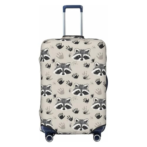 Cute Raccoon Print Travel Luggage Covers, Washable Suitcase Covers Protector for Luggage 18-32 Inch High Elasticity