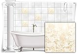 Kacheldekor Medianlux Fliesen-Aufkleber Fliesen-Bild Vintage Nostalgie Blumen Pastell-Beige Gelb Bad WC Deko, 6 Stück, 15x15cm m13m32-88293