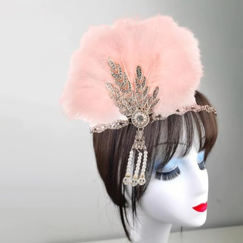 Colaxi Flapper bandana de penas faixa de cabelo estilo vintage strass contas headwear flapper para c
