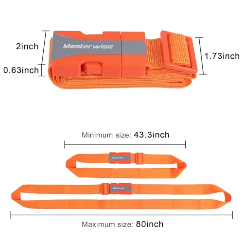 Image of 79 inch Buckle Straps with Clips, Adjustable Nylon Strap, Orange | with Buckle, Packing Straps, 4pcs