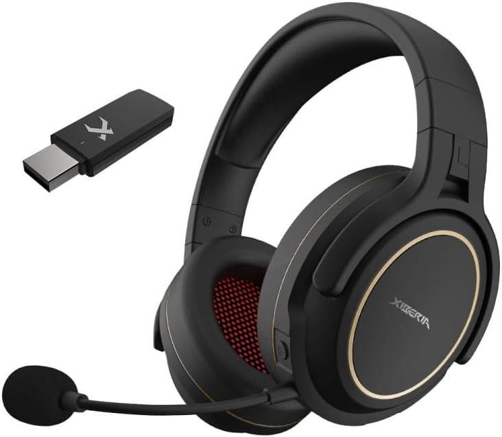 XIBERIA G01 PRO Wireless Gaming Headset for PC, PS5, PS4, with Noise Cancelling Microphone Gaming Headphones for Laptop, MAC, with LED Light