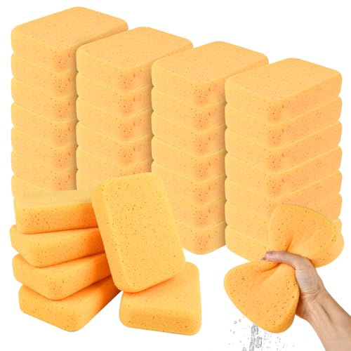 Image of 24 Pcs Large Cleaning Sponge, 7.5 x 5.5 x 1.9 Inch Grout Sponge, Yellow Car Wash Sponge, Multipurpose Large Sponges for Cleaning Kitchen, Window, Car, Bicycle