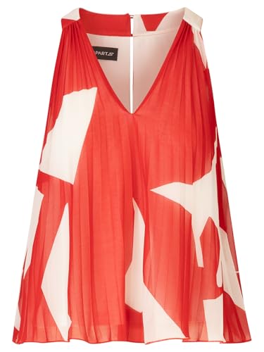 Haut plissé haut de gamme APART Fashion rouge et crème taille 40 chic