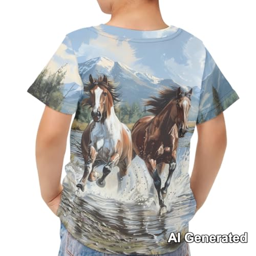 Image of Xhuibop Kids Tshirts Girls Boys 3-16 Years Summer Clothes for Teens Loose Fitting Tops