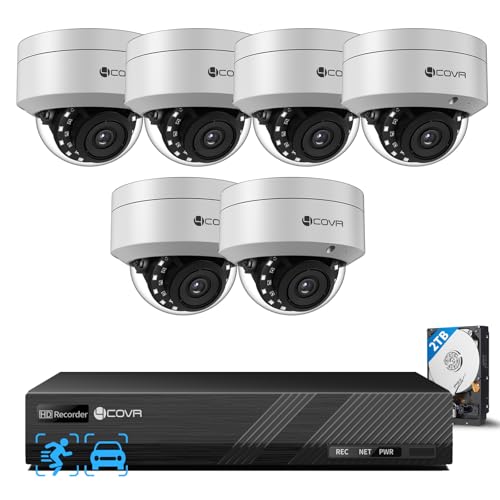 Image of 4COVR 4K Security Camera System, 6X 8MP IK10 Vandal-Proof Dome PoE IP Cameras, AI Human /Vehicle Detection, 8CH NVR & 2TB HDD, IP67 Weatherproof, 24 /7 Outdoor Commercial Surveillance, LY54AX8M0806-1