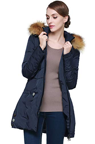 Orolay Women's Down Jacket With Faux Fur Trim Hood (Xs, Navy) #TOP2