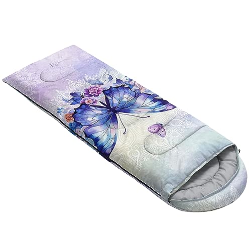 Image of QOOMO Axolotl Cute Camping Sleeping Bags,3 Season Warm & Cool Weather,Lightweight,Waterproof Sleeping Bags for Adults & Kids,Traveling,and Outdoors