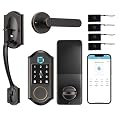Smart Locks for Front Door, Keyless Entry Door Lock Deadbolt with Handle Set, Front Door Lockset, APP Control, Fingerprint Door Lock with Deadbolt and Adjustable Lever, Oil Rubbed Bronze