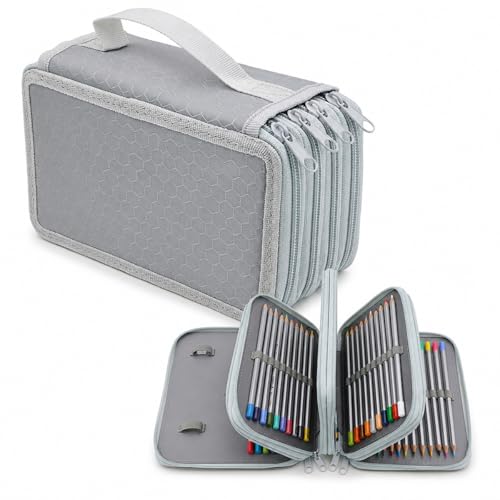 Estojo Escolar Grande com 4 Divisórias, Organizador de Lápis e Canetas com Capacidade para 72 Peças, Estojo Portátil em Nylon Oxford para Escola e Escritório