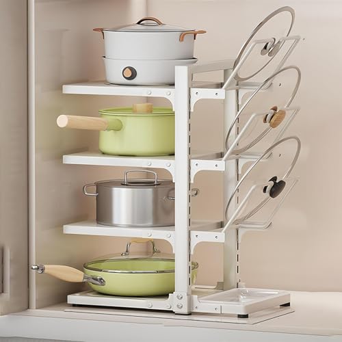 Pot Lid Holder and Rack, Adjustable Storage Organizer for Kitchen, Space-Saving Design for Pots, Pans, and Baking Trays