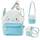 Cartoon Anime Mini Backpack with key chain Cute PU Shoulder Bags Cosplay Handbag for Girls (Blue 1)