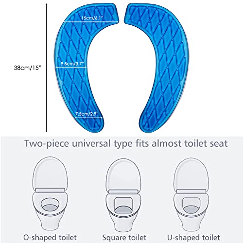 Kindax Gel Toilet Seat Cushion Portable and Washable Toilet Seat Cover Universal with Self-Adesive Design(Blue)
