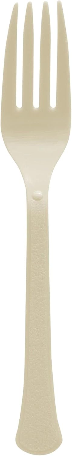 Vanilla Creme Plastic Heavy Weight Forks (20 Count) - Premium Disposable Plastic Cutlery, Perfect for Home Use and All Kinds of Occasions