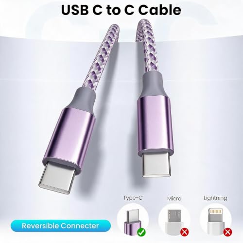 Image of KYEHD USB C Cable,3 Pack 10FT 60W Fast Charging USB C to USB C Cable, Durable Type C Charger Cable for iPhone 17 /16 /15 /iPad MacBook CarPlay and More