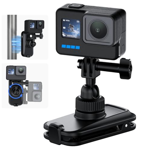 Image of MOBILIFE Magnetic Backpack Camera Clamp for GoPro Hero 13 /12 /11 /10 /MAX | 360 Ball Head, Secure Buckle, Deep Serrated Teeth, POV View for Hiking Riding