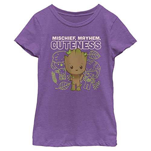 Marvel Cute Groot Linework Girls Short Sleeve Tee Shirt