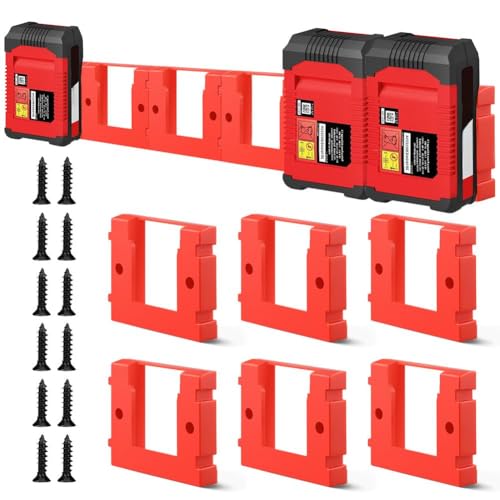 Pack of 6 Battery Holders for Einhell 18 V Series Battery, with 12 Screws, TPDL Battery Storage Rack, Battery Dock Holder, Compatible with Einhell PXC 18 V Batteries, for Work Trolleys, Racks