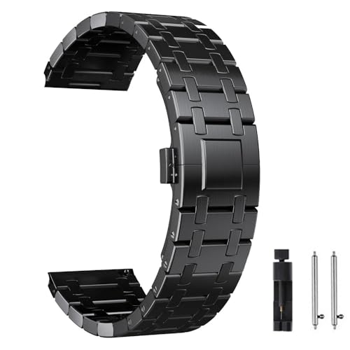 Bracelet montre acier inoxydable 22mm argent à maillons réglables pour boîtier 46mm