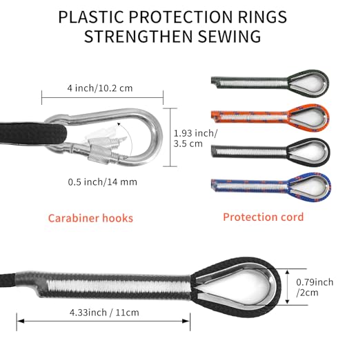 NewDoar 14KN Static Climbing Rope 8mm(5/16in) Accessory Cord Equipment 33FT(10M) 66FT(20M) 98FT(30M) 165FT(50M) Escape Rope with 2 Carabiners for Ice Climbing Equipment Fire Rescue Rope-Black/20M - Image 4