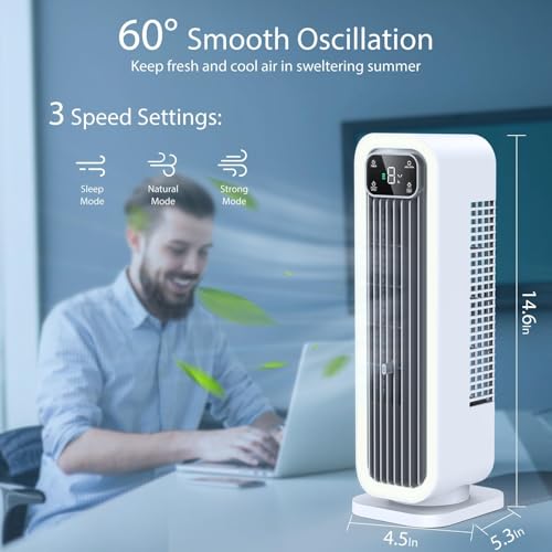 Monstak Oscillating Tower Fan, Bladeless Desk Fan 15 Inch 12000Mah Battery Operated Portable Table Fan For Bedroom Office Home thumb #5