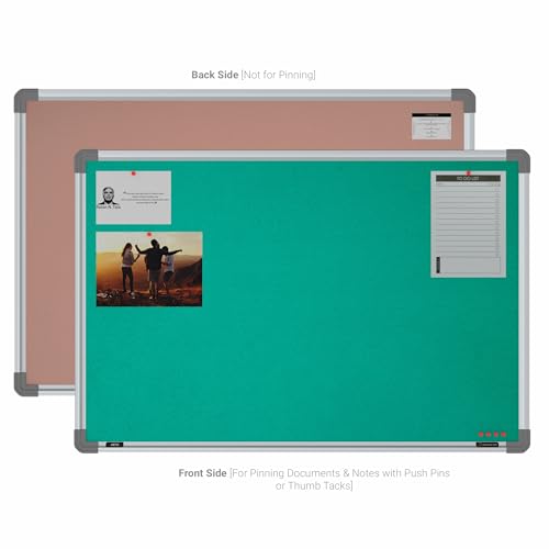 Image of Scholar Art Metis 2x3 Feet Fabric Pin Board for Wall & Study Table | Vibrant & Versatile Crape Cloth + High Density Soft Board for Pinning Photos, Sticky Notes & Reminders (Emerald Green)