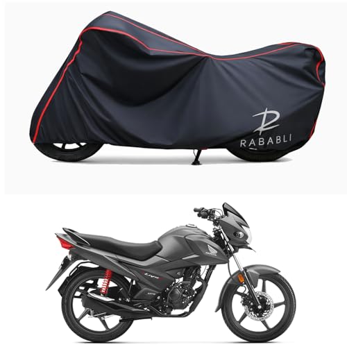 Image of Waterproof Bike Body Cover Compatible for | Honda Livo Drum | Taffeta Fabric, Red Piping Design, Bottom Elastic Fit | Dustproof, Sun UV & Rain Protection for All Bikes