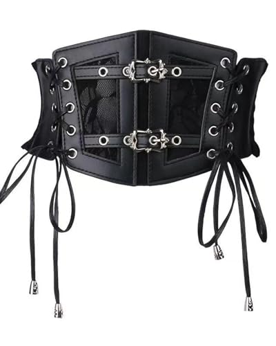 Women's Elastic Corset Belt Sides Lace-up Underbust Wide Costume Belts for Women