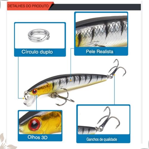 Isca Artificial Importada Meia Água Kit 10un Tucunaré Traíra