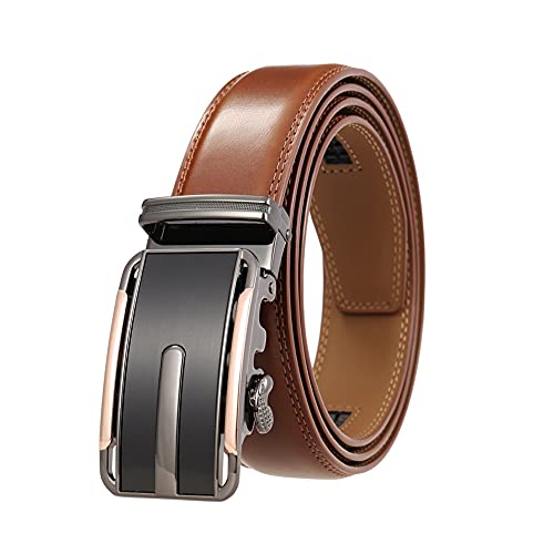 Men's Belt Automatic Buckle Genuine Leather Belts for Men Waist Strap Male Formal Belt (Color : Black, Size : 120 cm) (Brown 120 cm)