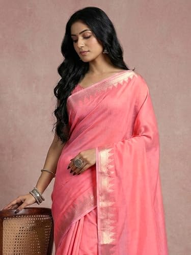 Image of Satrani Women's Cotton Silk Weaving Border Saree with Unstitched Blouse Piece