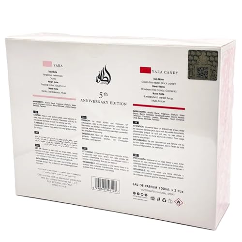 lattafa 2 piece gift set yara edp 34 fl oz  yara candy edp 34 fl oz