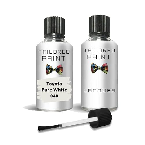 Tailored Paint Pure White 040 For Toyota 2000-Present Touch Up Paint Pen With Brush (Touch Up Paint + Lacquer)