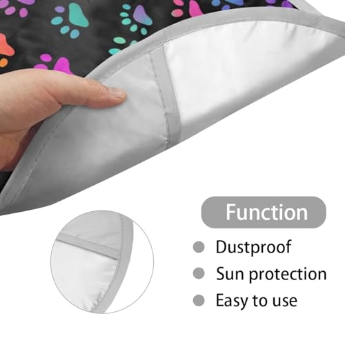 Image of Colorful Dog Paws Steering Wheel Sun Shade Cover Easy Installation Steering Wheel Cover Block UV Rays Cool Car Accessories Anti Slip Universal for Cars Truck SUV Van