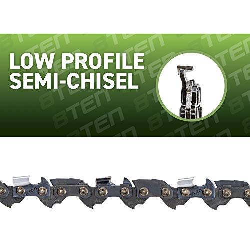 8TEN Chainsaw Chain for Stihl MS 180 170 010 012 McCulloch PM400 12 inch Bar .050 Gauge 3/8 Pitch 44 Drive Links 4 Pack