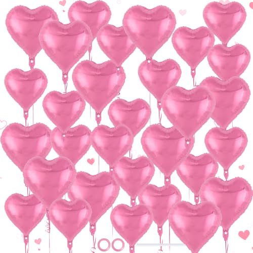 Image of 50 Pcs Pink Heart Balloons,5 Inch and 10 Inch Heart Foil Balloons Love Balloon Valentine Balloon for Birthday Party Wedding Engagement Party Baby Shower Valentine Day Decorations