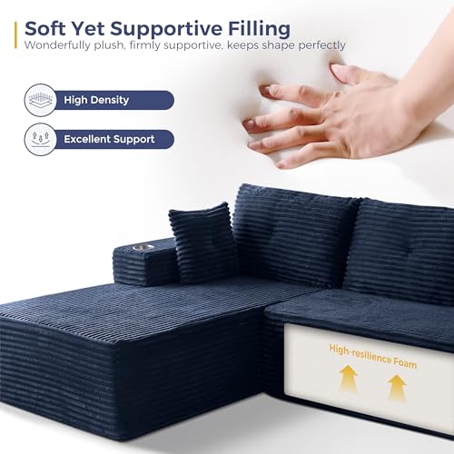 Image of MAXYOYO Modular Sectional Couch with L-Shape Chaise and Loveseat, Modern Boneless Couch for Living Room, Oversized Sofa with Deep Seat, No Assembly Required, Navy