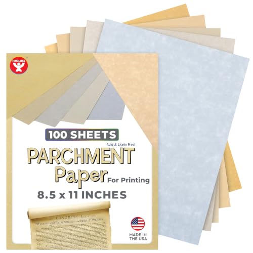 Hygloss Products Craft Parchment Paper Sheets - Printer Friendly - Great for Arts and Crafts - Made in the USA - 8-1/2 x 11 Inches, assorted colors, 10​​0 Pack