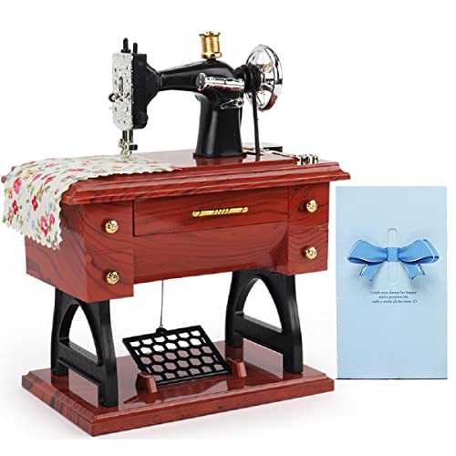 Sewing-Machine-Music-Box-Vintage-Hand-Cranked-Mecha...