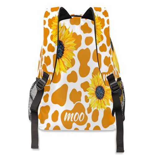 Sac à dos imprimé vache et tournesol grand format au style unique
